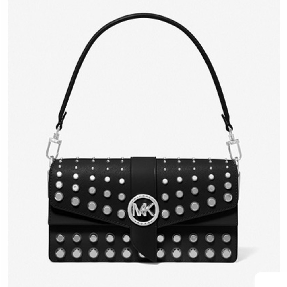 NWT MICHAEL KORS Greenwich Medium Studded Saffiano Leather Shoulder Bag